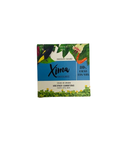 Barra de Chocolate 80% con NIBS Pequeño Azul  40 g